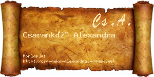 Csarankó Alexandra névjegykártya